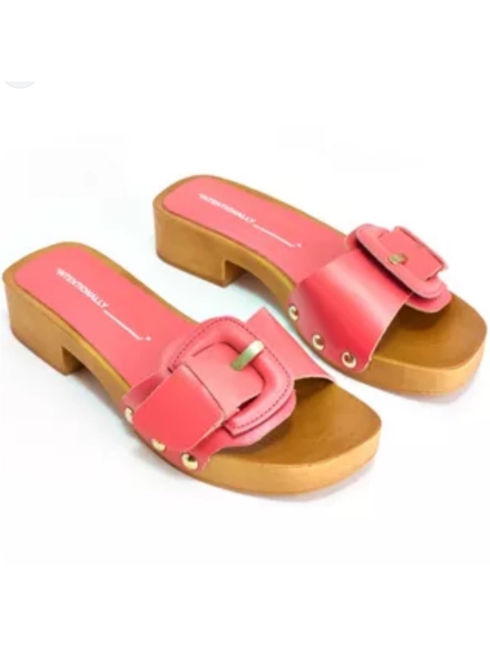Intentionally Blank Mar Buckle Clog Slide Sandals Leather Size 39 / 8.5-9‎ NEW